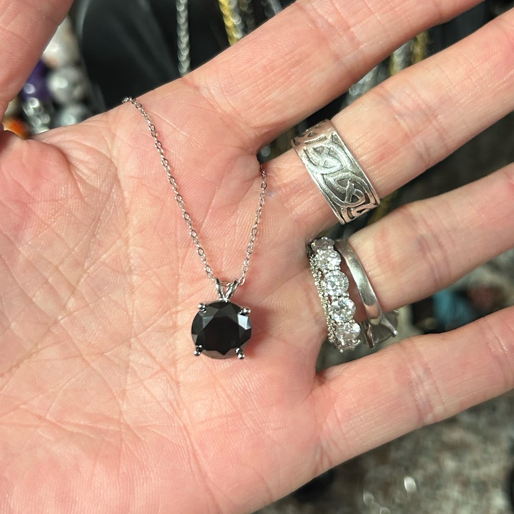 5ct black moissanite necklace NIB
